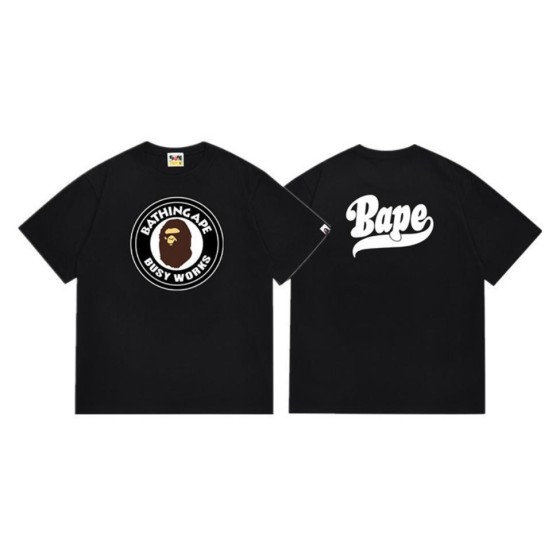 Black BAPE T-Shirt with "BATHING APE BUSY WORKS" Logo (Front & Back)
